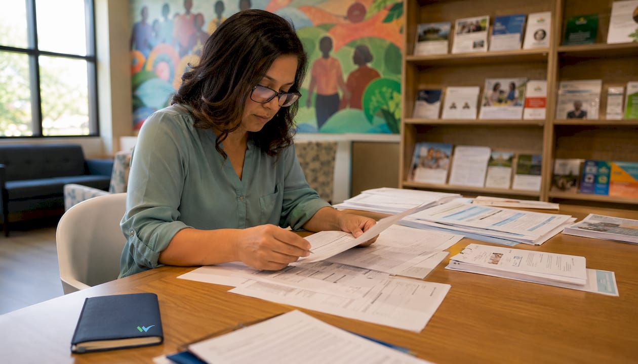 1785069510332_Social-worker-reviewing-health-related-social-needs-forms | WellCheck Social worker reviewing health-related social needs forms