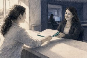 Community partner receiving a referral packet